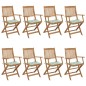 vidaXL Sillas de jardín plegables 8 uds y cojines madera maciza acacia