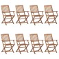 vidaXL Sillas de jardín plegables 8 uds y cojines madera maciza acacia