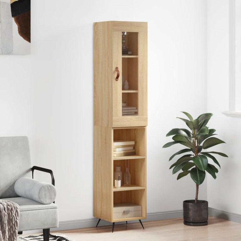vidaXL Aparador de madera contrachapada roble Sonoma 34,5x34x180 cm vidaXL Aparador de madera contrachapada roble Sonoma 34,5x34x180 cm