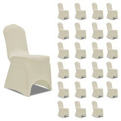 vidaXL Funda de silla elástica color crema 24 unidades