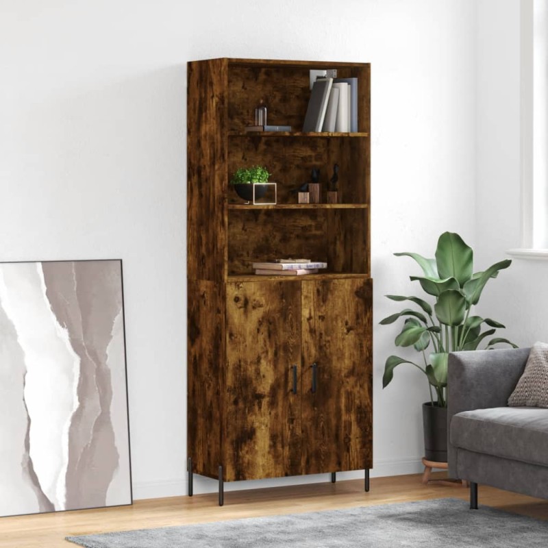 vidaXL Aparador alto madera contrachapada roble ahumado 69,5x34x180 cm