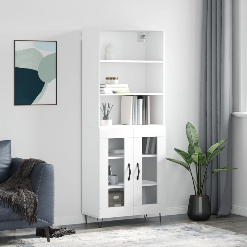 vidaXL Aparador alto madera contrachapada blanco 69,5x34x180 cm vidaXL Aparador alto madera contrachapada blanco 69,5x34x180 cm