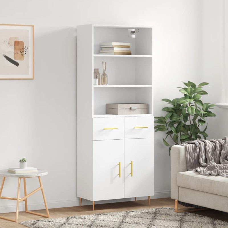 vidaXL Aparador alto madera contrachapada blanco brillo 69,5x34x180 cm vidaXL Aparador alto madera contrachapada blanco brillo 69,5x34x180 cm
