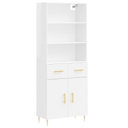 vidaXL Aparador alto madera contrachapada blanco brillo 69,5x34x180 cm