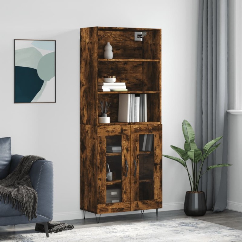 vidaXL Aparador alto madera contrachapada roble ahumado 69,5x34x180 cm vidaXL Aparador alto madera contrachapada roble ahumado 69,5x34x180 cm