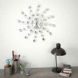 vidaXL Reloj de pared con movimiento de cuarzo 50 cm plateado