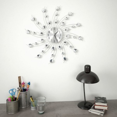 vidaXL Reloj de pared con movimiento de cuarzo 50 cm plateado
