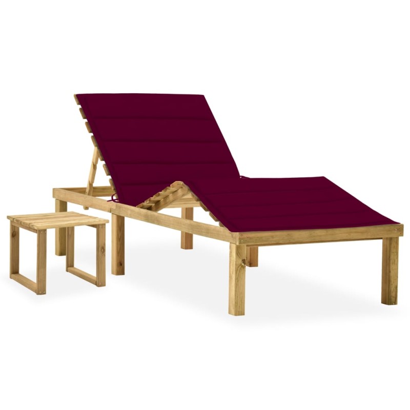 vidaXL Tumbona de jardín con mesa y cojín de madera de pino impregnada vidaXL Tumbona de jardín con mesa y cojín de madera de pino impregnada
