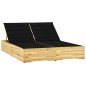 vidaXL Tumbona doble y cojines negros madera pino impregnada 