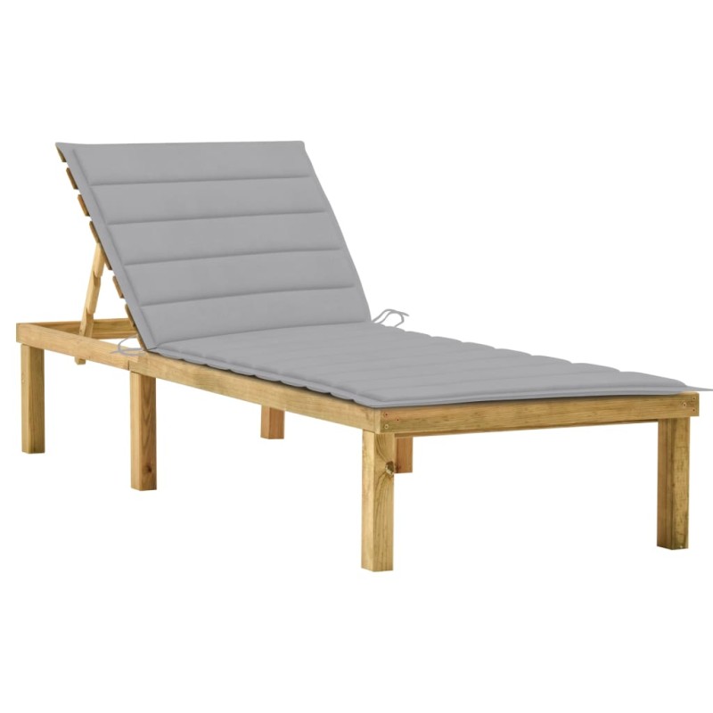 vidaXL Tumbona con cojín gris madera de pino impregnada vidaXL Tumbona con cojín gris madera de pino impregnada