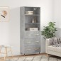 vidaXL Aparador alto madera contrachapada gris hormigón 69,5x34x180 cm vidaXL Aparador alto madera contrachapada gris hormigón 69,5x34x180 cm