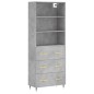 vidaXL Aparador alto madera contrachapada gris hormigón 69,5x34x180 cm vidaXL Aparador alto madera contrachapada gris hormigón 69,5x34x180 cm
