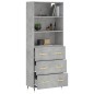 vidaXL Aparador alto madera contrachapada gris hormigón 69,5x34x180 cm vidaXL Aparador alto madera contrachapada gris hormigón 69,5x34x180 cm