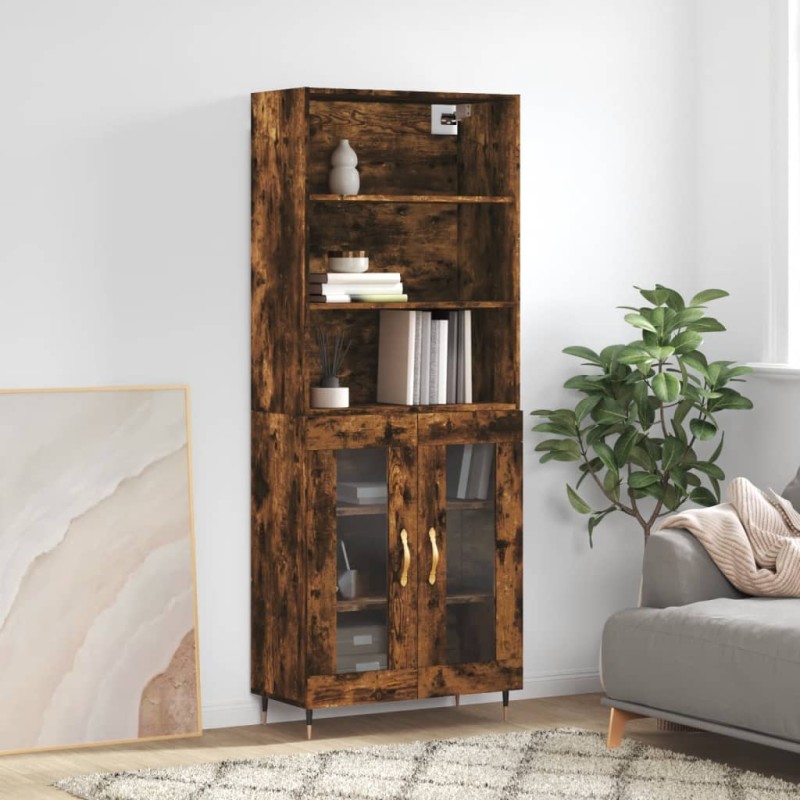 vidaXL Aparador alto madera contrachapada roble ahumado 69,5x34x180 cm vidaXL Aparador alto madera contrachapada roble ahumado 69,5x34x180 cm