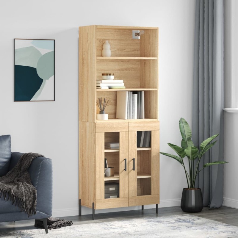 vidaXL Aparador alto madera contrachapada color roble 69,5x34x180 cm vidaXL Aparador alto madera contrachapada color roble 69,5x34x180 cm