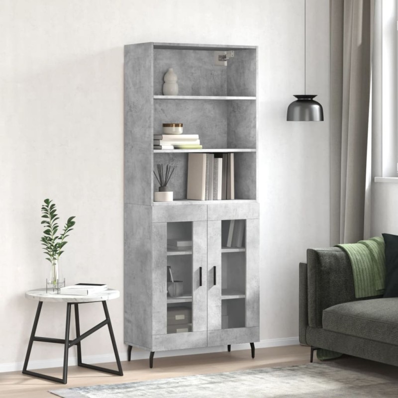 vidaXL Aparador alto madera contrachapada gris hormigón 69,5x34x180 cm vidaXL Aparador alto madera contrachapada gris hormigón 69,5x34x180 cm
