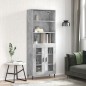 vidaXL Aparador alto madera contrachapada gris hormigón 69,5x34x180 cm vidaXL Aparador alto madera contrachapada gris hormigón 69,5x34x180 cm