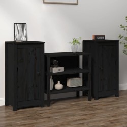 vidaXL Aparadores 2 uds madera maciza de pino negro 40x35x80 cm