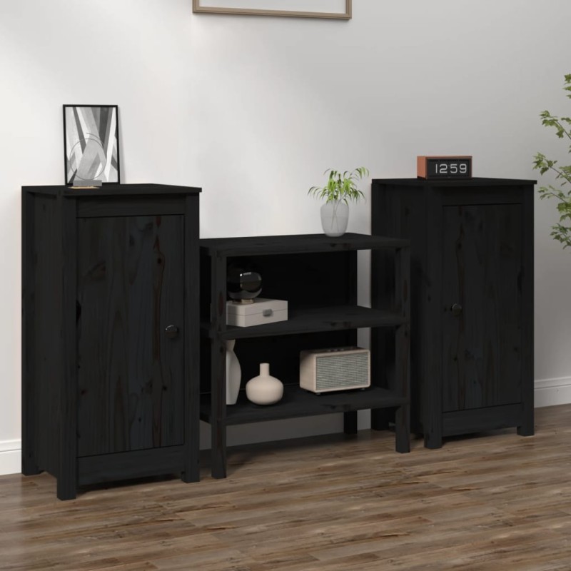 vidaXL Aparadores 2 uds madera maciza de pino negro 40x35x80 cm vidaXL Aparadores 2 uds madera maciza de pino negro 40x35x80 cm