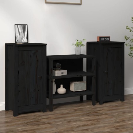 vidaXL Aparadores 2 uds madera maciza de pino negro 40x35x80 cm
