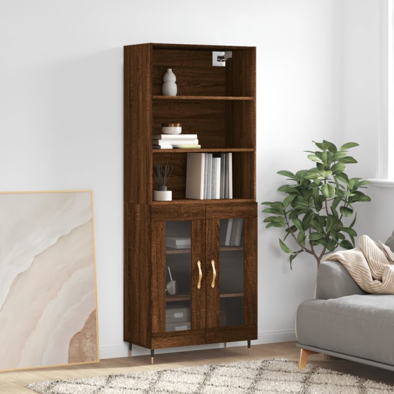vidaXL Aparador alto madera contrachapada marrón roble 69,5x34x180 cm vidaXL Aparador alto madera contrachapada marrón roble 69,5x34x180 cm