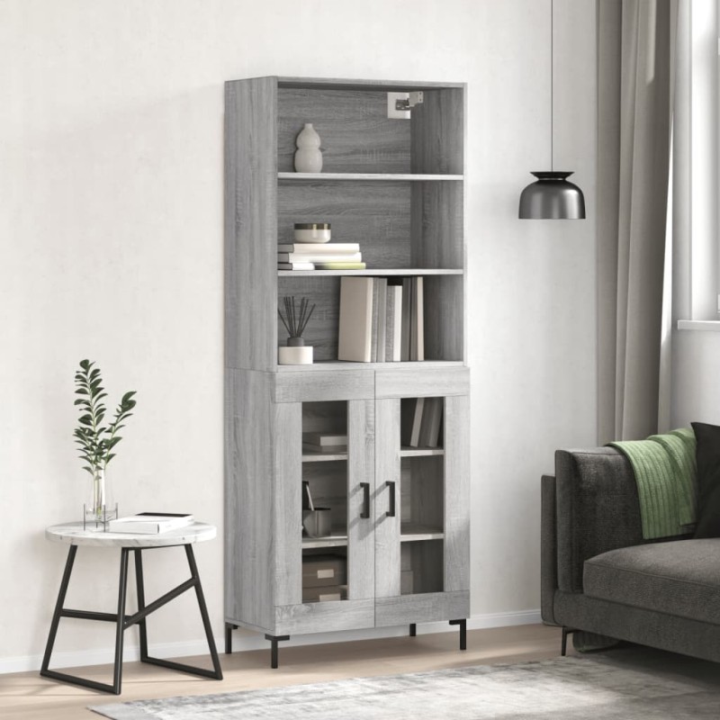vidaXL Aparador alto madera contrachapada gris sonoma 69,5x34x180 cm vidaXL Aparador alto madera contrachapada gris sonoma 69,5x34x180 cm