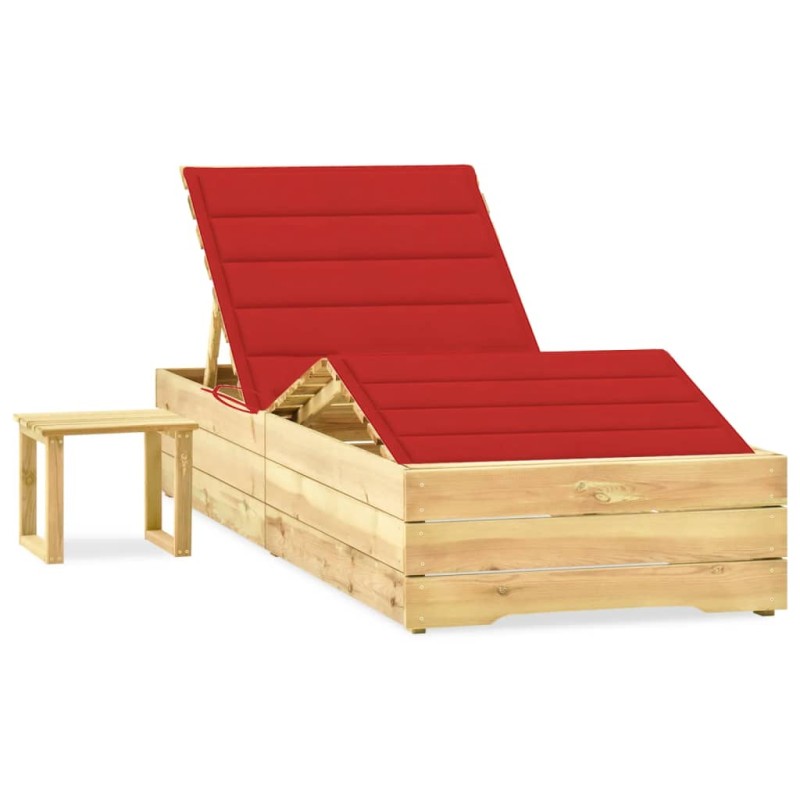 vidaXL Tumbona de jardín con mesa y cojín de madera de pino impregnada vidaXL Tumbona de jardín con mesa y cojín de madera de pino impregnada