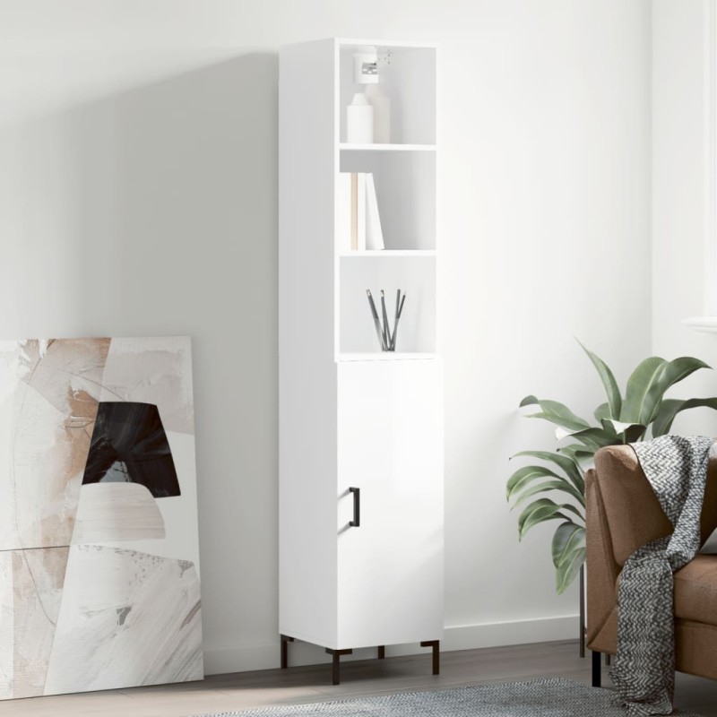 vidaXL Aparador alto madera contrachapada blanco brillo 34,5x34x180 cm vidaXL Aparador alto madera contrachapada blanco brillo 34,5x34x180 cm