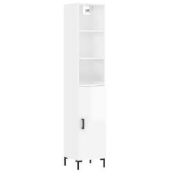 vidaXL Aparador alto madera contrachapada blanco brillo 34,5x34x180 cm