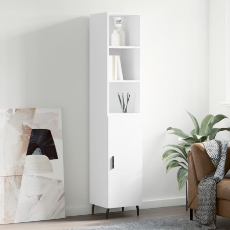 vidaXL Aparador alto madera contrachapada blanco 34,5x34x180 cm