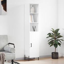 vidaXL Aparador alto madera contrachapada blanco 34,5x34x180 cm