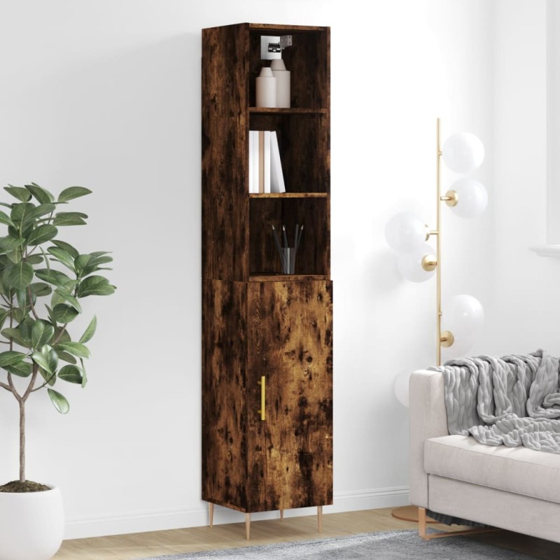 vidaXL Aparador de madera contrachapada roble ahumado 34,5x34x180 cm vidaXL Aparador de madera contrachapada roble ahumado 34,5x34x180 cm