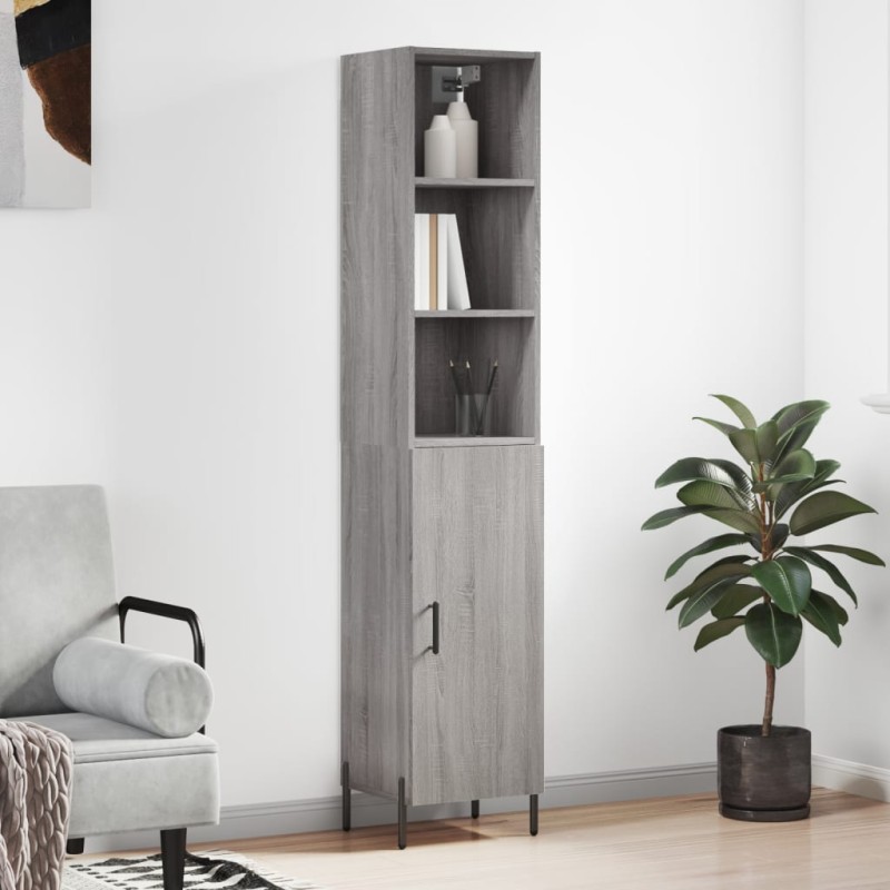 vidaXL Aparador alto madera contrachapada gris Sonoma 34,5x34x180 cm vidaXL Aparador alto madera contrachapada gris Sonoma 34,5x34x180 cm