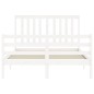 vidaXL Estructura cama de matrimonio con cabecero madera maciza blanco