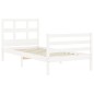 vidaXL Estructura de cama individual con cabecero madera maciza blanco