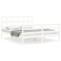vidaXL Estructura de cama matrimonio con cabecero madera maciza blanco vidaXL Estructura de cama matrimonio con cabecero madera maciza blanco