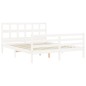 vidaXL Estructura de cama matrimonio con cabecero madera maciza blanco vidaXL Estructura de cama matrimonio con cabecero madera maciza blanco