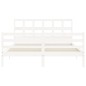 vidaXL Estructura de cama matrimonio con cabecero madera maciza blanco vidaXL Estructura de cama matrimonio con cabecero madera maciza blanco