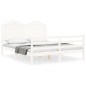 vidaXL Estructura de cama matrimonio con cabecero madera maciza blanco