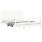 vidaXL Estructura de cama matrimonio con cabecero madera maciza blanco