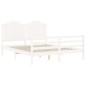 vidaXL Estructura de cama matrimonio con cabecero madera maciza blanco