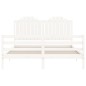 vidaXL Estructura de cama matrimonio con cabecero madera maciza blanco
