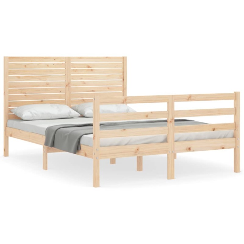 vidaXL Estructura de cama con cabecero madera maciza 140x190 cm vidaXL Estructura de cama con cabecero madera maciza 140x190 cm