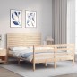 vidaXL Estructura de cama con cabecero madera maciza 140x190 cm vidaXL Estructura de cama con cabecero madera maciza 140x190 cm