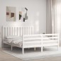 vidaXL Estructura de cama con cabecero madera maciza blanco 160x200 cm vidaXL Estructura de cama con cabecero madera maciza blanco 160x200 cm