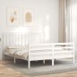 vidaXL Estructura de cama con cabecero madera maciza blanco 160x200 cm vidaXL Estructura de cama con cabecero madera maciza blanco 160x200 cm