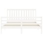 vidaXL Estructura de cama con cabecero madera maciza blanco 160x200 cm vidaXL Estructura de cama con cabecero madera maciza blanco 160x200 cm