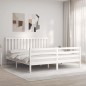 vidaXL Estructura cama de matrimonio con cabecero madera maciza blanco vidaXL Estructura cama de matrimonio con cabecero madera maciza blanco