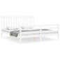 vidaXL Estructura cama de matrimonio con cabecero madera maciza blanco vidaXL Estructura cama de matrimonio con cabecero madera maciza blanco