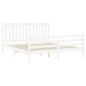 vidaXL Estructura cama de matrimonio con cabecero madera maciza blanco vidaXL Estructura cama de matrimonio con cabecero madera maciza blanco